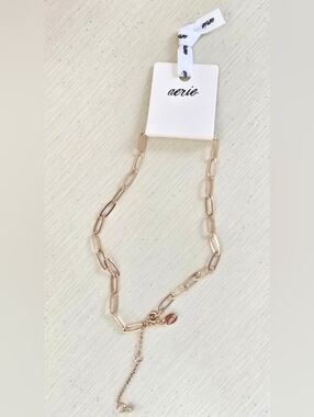 Aerie Paperclip Gold Tone Necklace American Eagle Chain Link